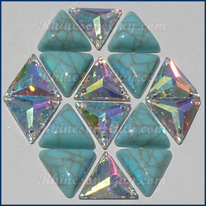 RG turquoise triangle cabochon with sew on triangles