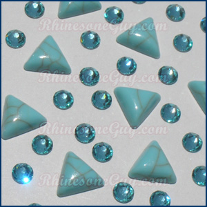 turquoise triangle cabochons with rhinestones